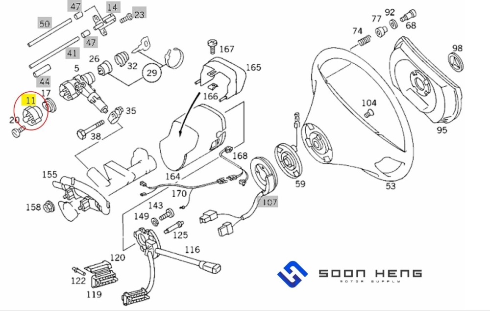 Mercedes-Benz R107, R170, W123, W124, S124, W126, W201 and W202 - Ignition Switch (Original MB)