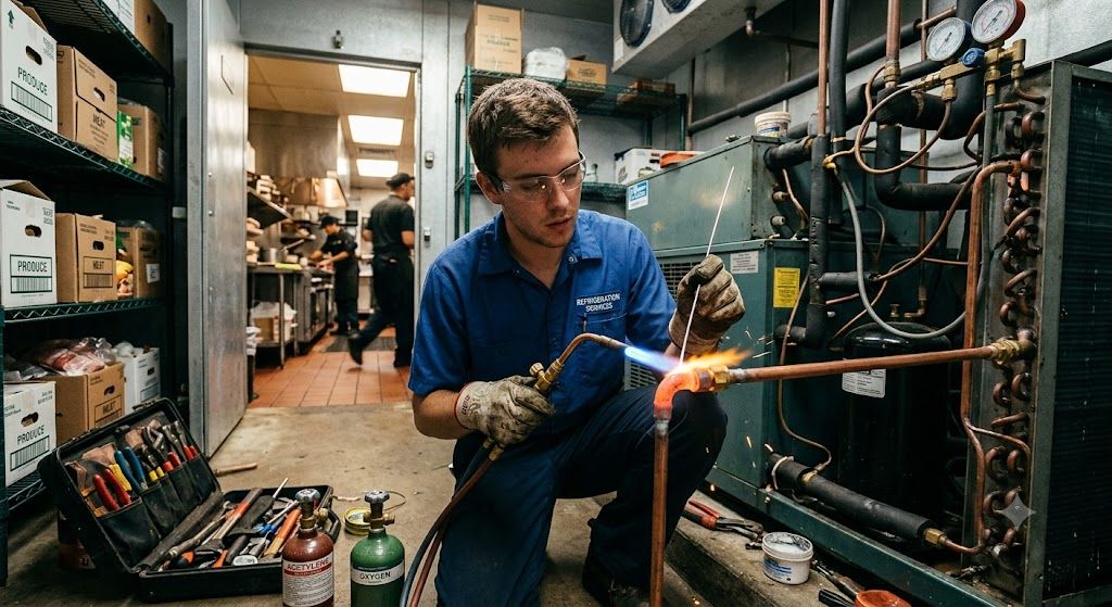 copper pipe brazing refrigeration system
