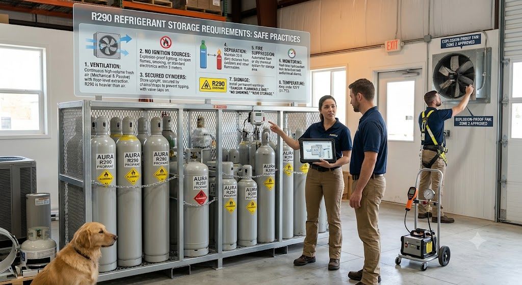 R290 refrigerant storage requirements