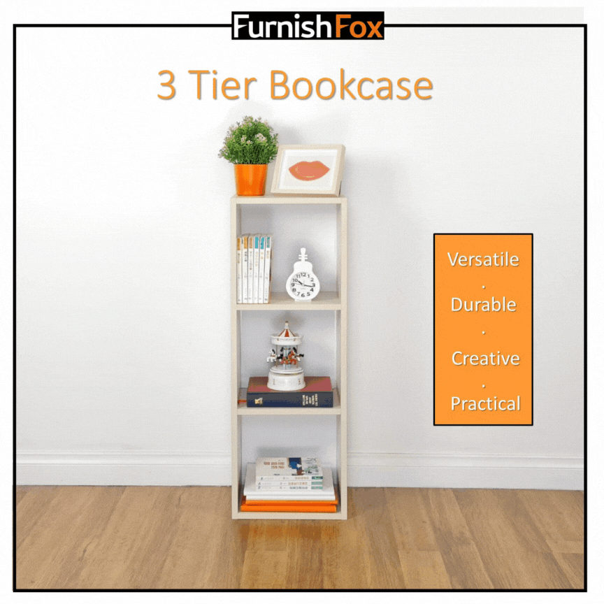 3 Tier Wooden Bookcase Storage Shelf