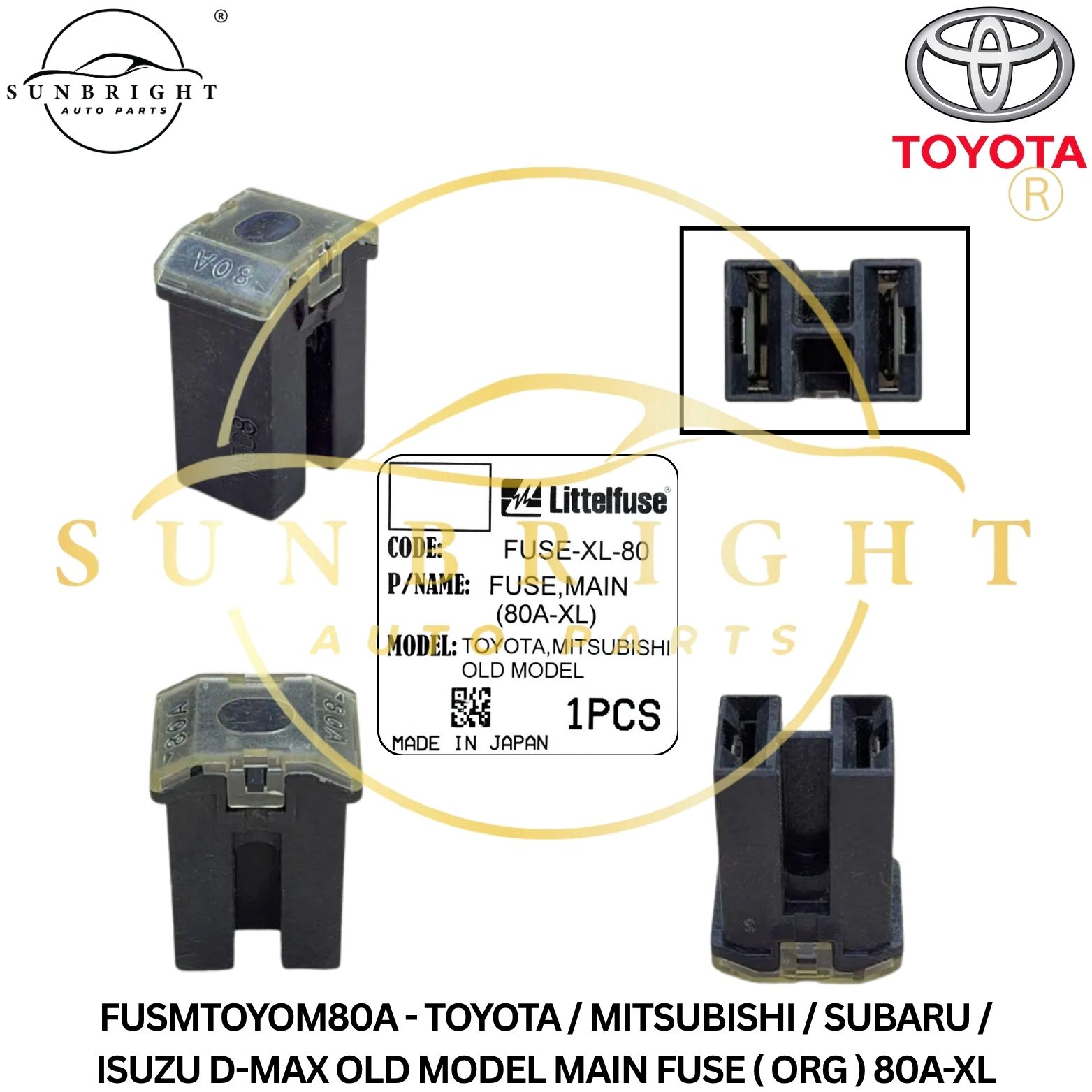 FUSMTOYOM80A - TOYOTA / MITSUBISHI / SUBARU OLD MODEL MAIN FUSE ( ORG ) 80A-XL