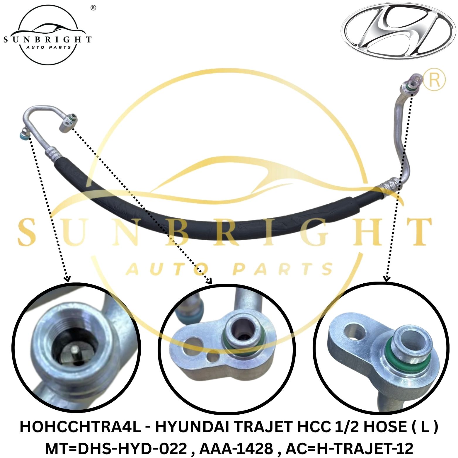 HOHCCHTRA4L - HYUNDAI TRAJET HCC 1/2 HOSE ( L ) MT=DHS-HYD-022 , AAA-1428 , AC=H-TRAJET-12