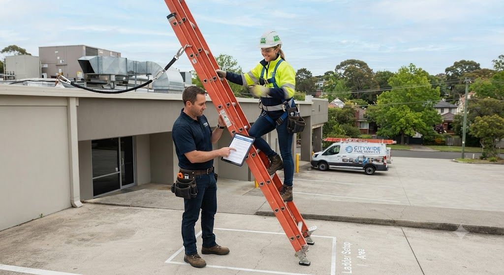 HVAC technician ladder safety procedures