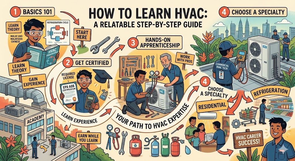 how to learn HVAC step by step