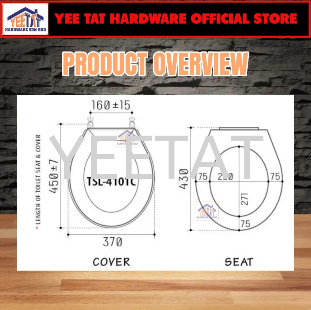 [ TECHPLAS ] TSL-4101C Toilet Seat Cover (White) / Accessories Included / Light Duty / Hygienic / Comfortable