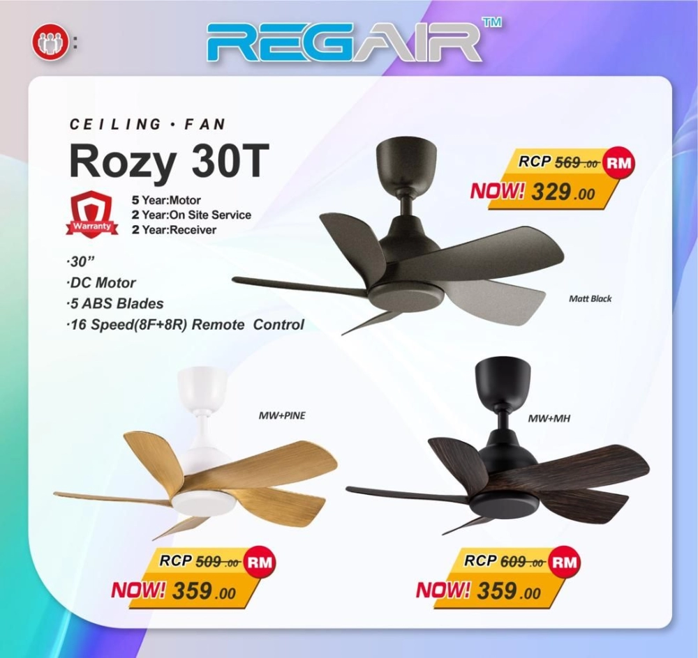 Regair Ceiling Fan Rozy 30T