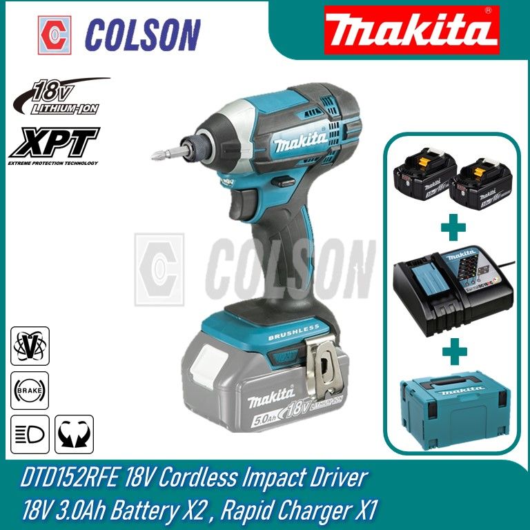 MAKITA DTD152RFE 18V Cordless Impact Driver Battery Set