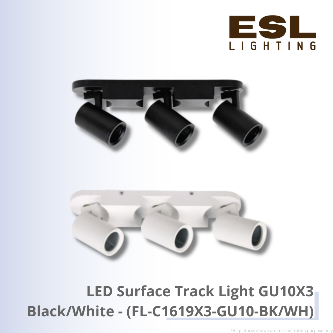 LED Surface Track Light GU10X3 Black/White - FL-C1619X3-GU10-BK/WH