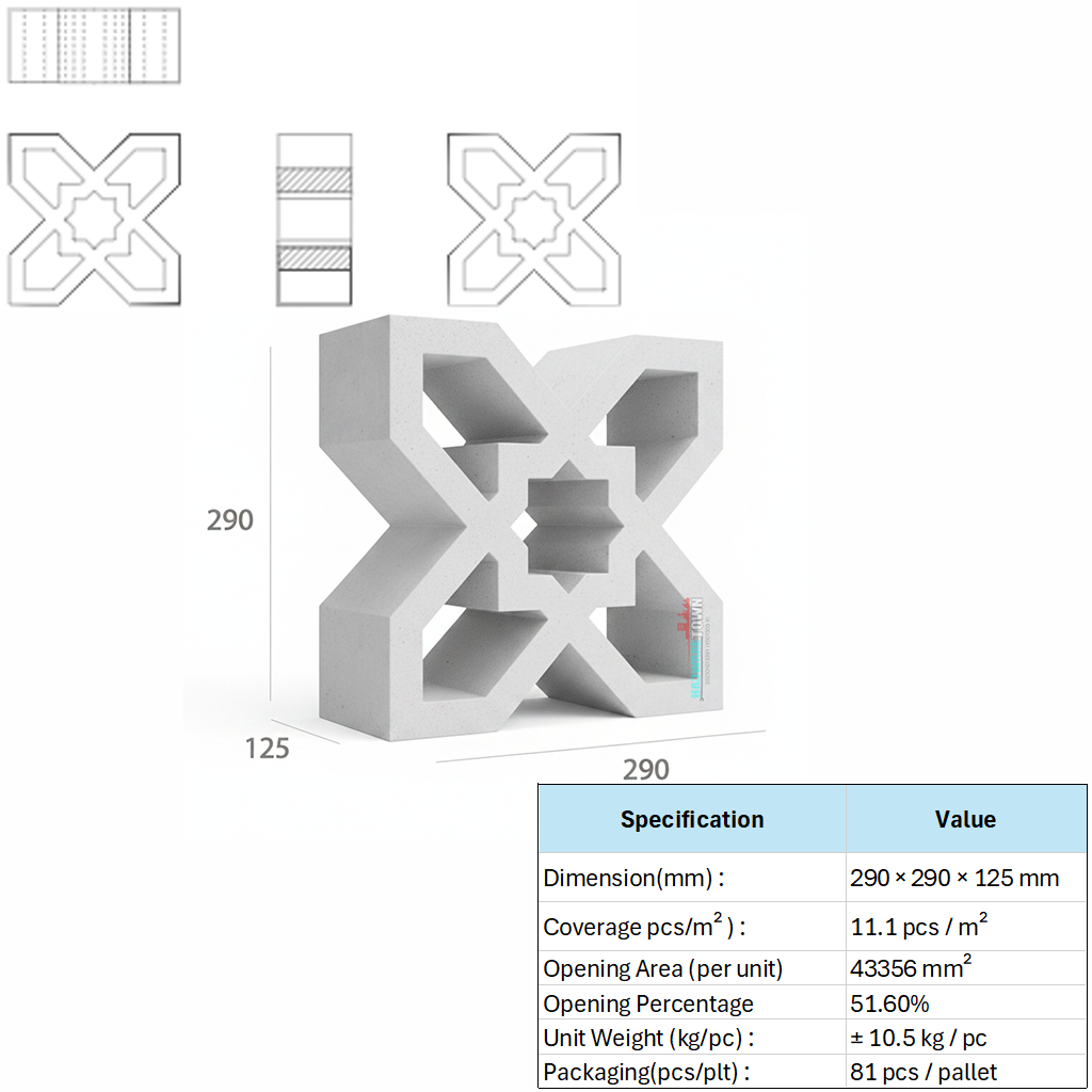 VENTILATION BLOCK VB-314.125 (LWH 290 x125 x290)mm