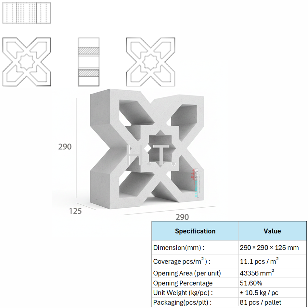 VENTILATION BLOCK VB-314.125 (LWH 290 x125 x290)mm