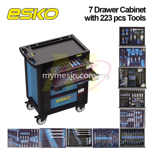 ESKO 7 Drawer Cabinet with 223 pcs Tools Inside [Code: 9857]