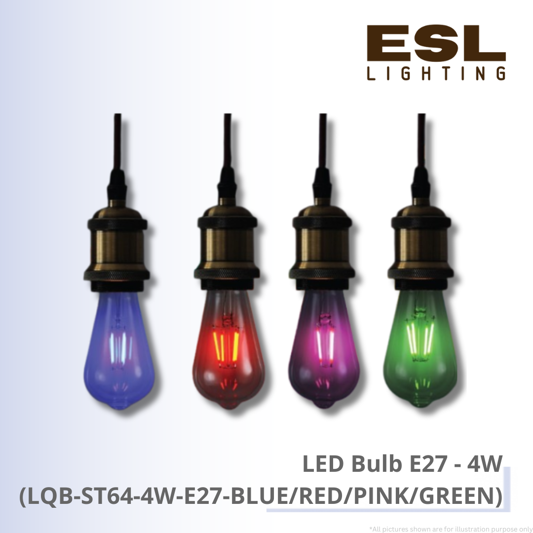LED Bulb E27 4W - LQB-ST64-4W-E27-BLUE/RED/PINK/GREEN