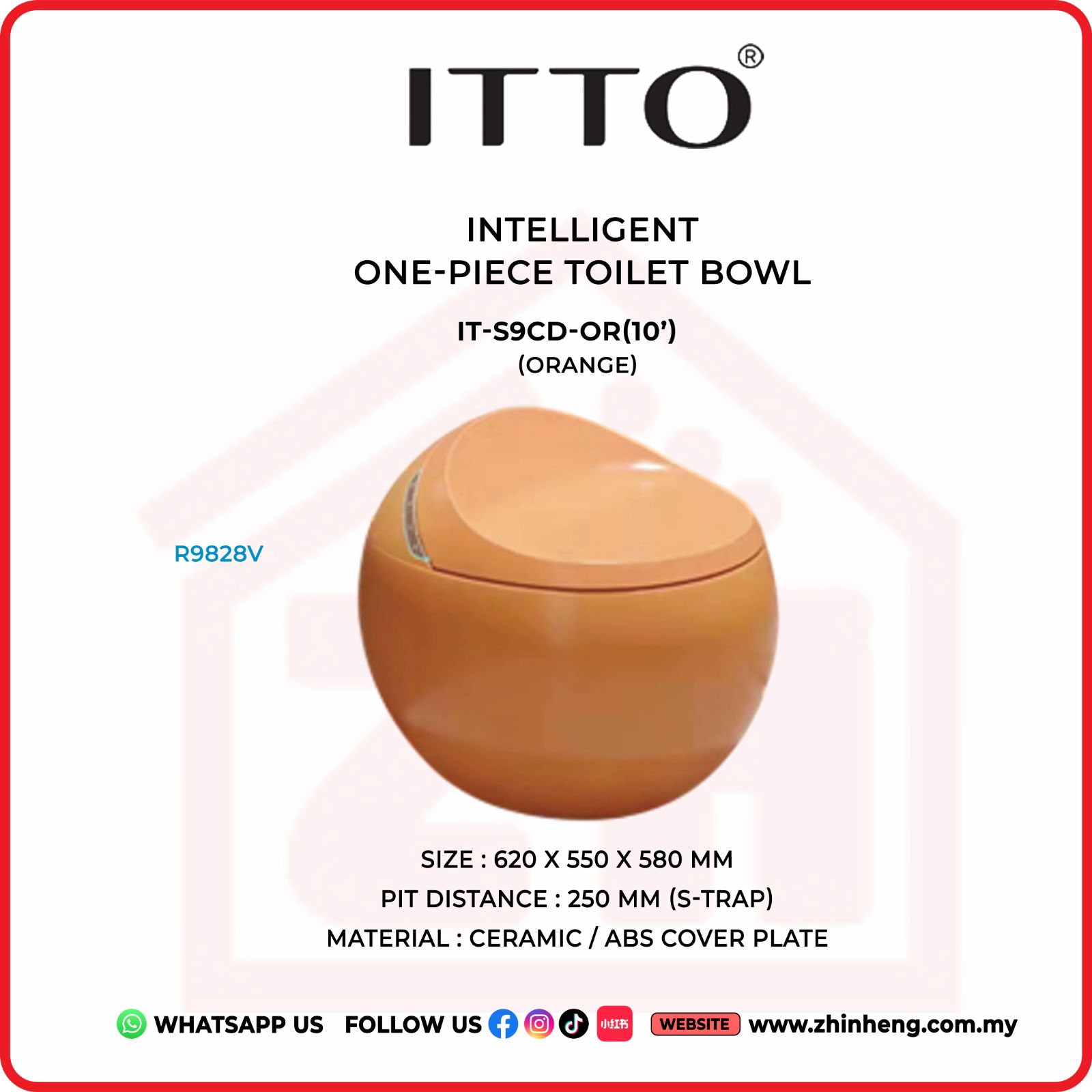 ITTO INTELLIGENT ONE-PIECE TOILET BOWL IT-S9CD-OR(10")