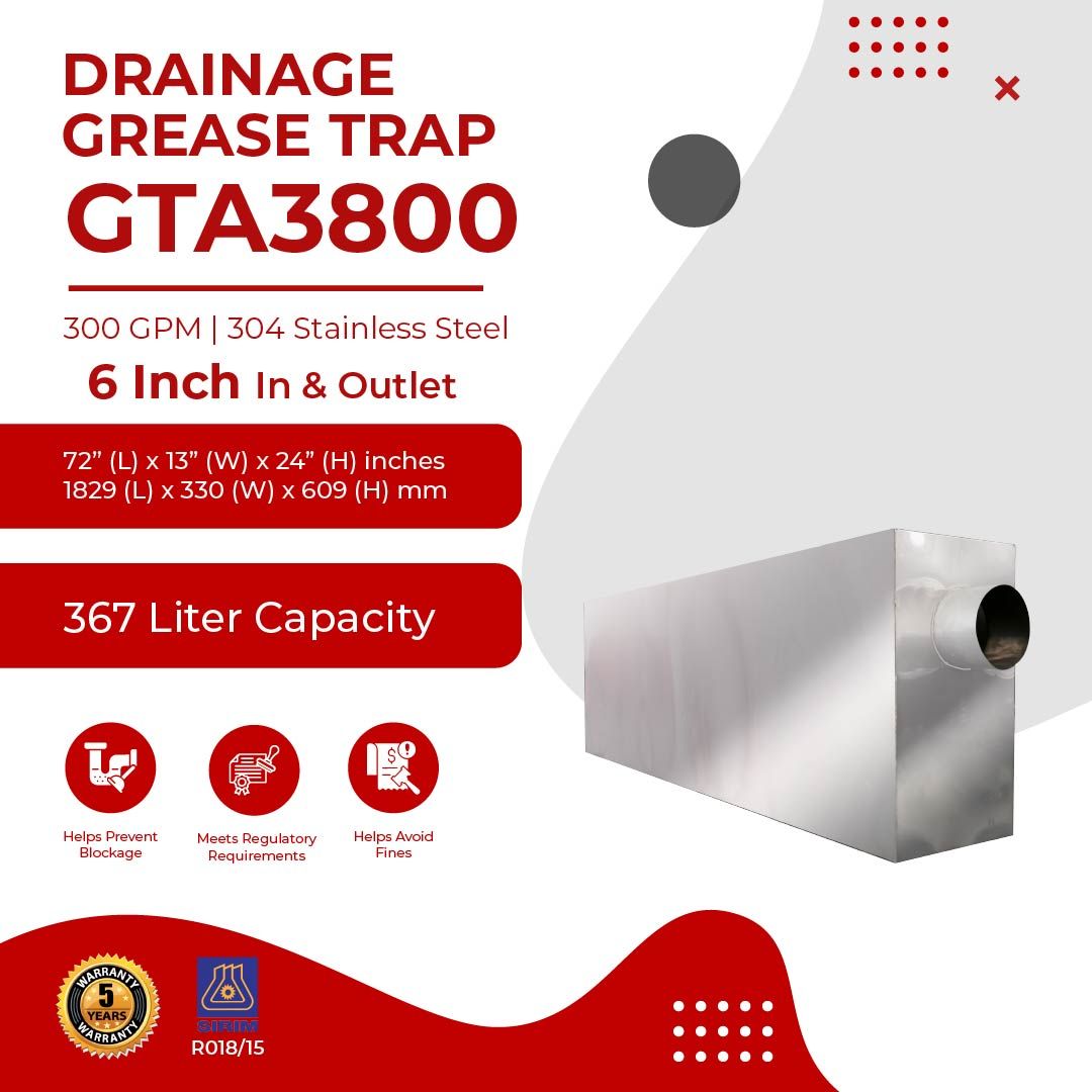 Grease Trap  GTA3800 | 300 GPM | 367 Liter Capacity | Drain Design