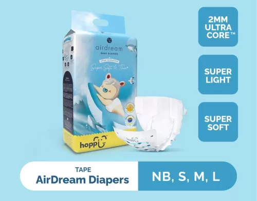Hoppi AirDream Baby Diaper Tape NB66/S56/M48/L40