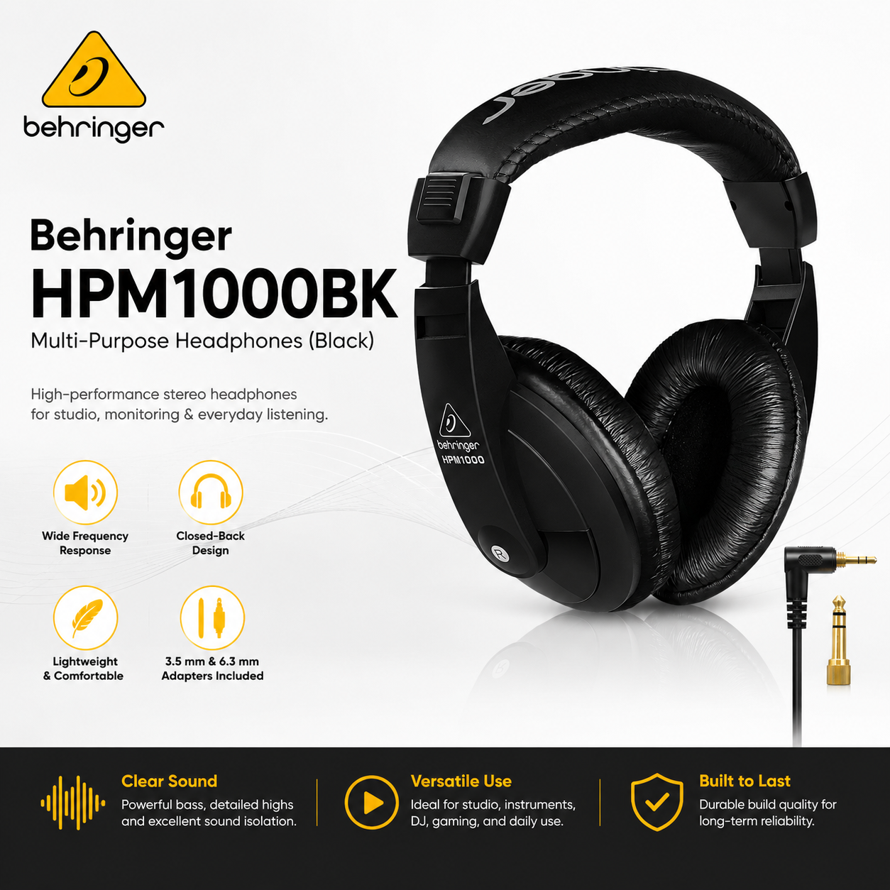 Behringer HPM1000BK – Fon Kepala Pelbagai Kegunaan (Hitam)