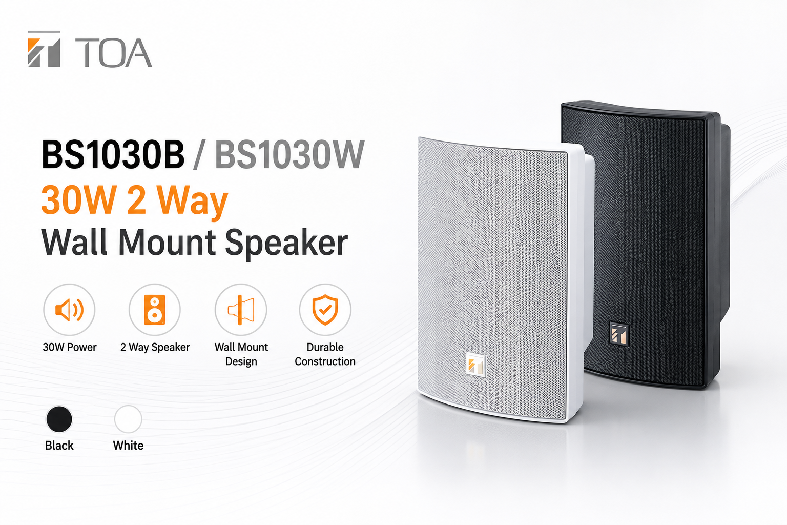 TOA BS1030B / BS1030W Pembesar Suara Dinding 2 Hala 30W Hitam Putih