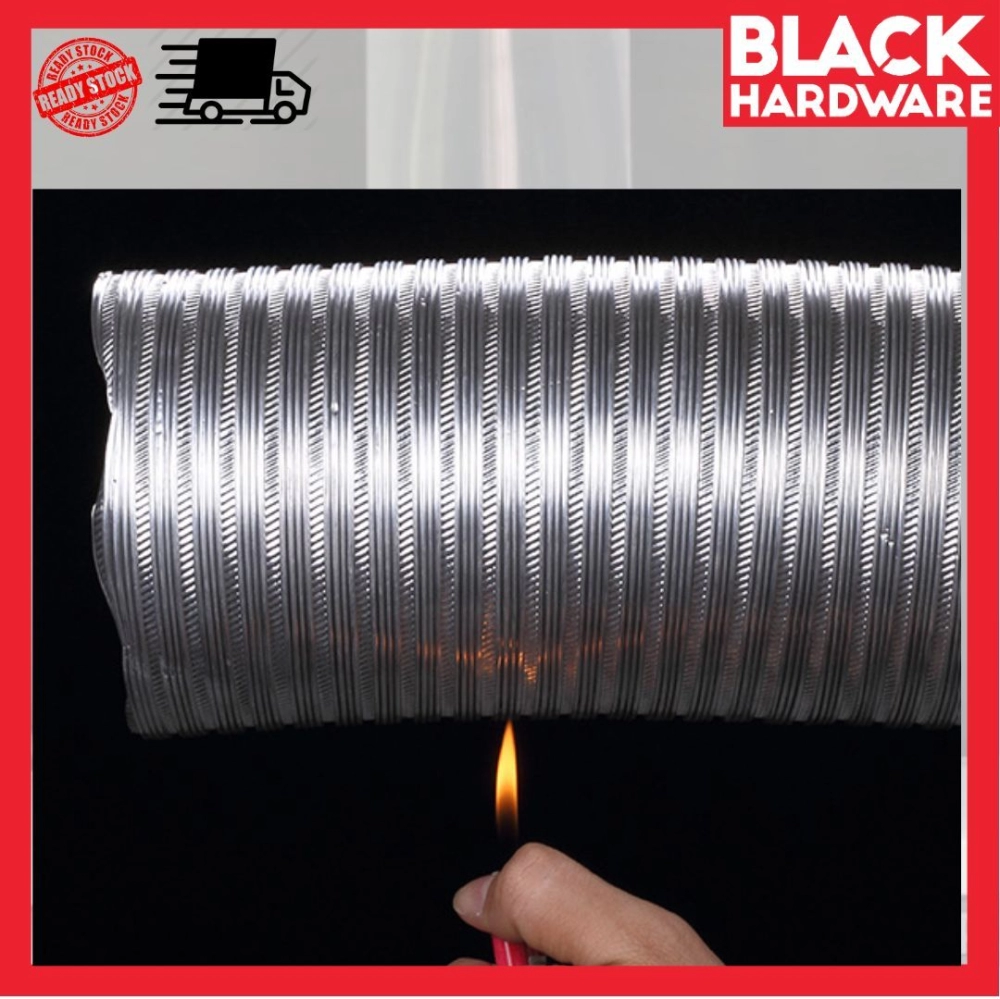 BLACK HARDWARE 100mm 5M Flexible Aluminium Foil Ducting Ventilator Ventilation Air Inhaust Exhaust Hose Kipas Dapur Asap 油烟机 通风管