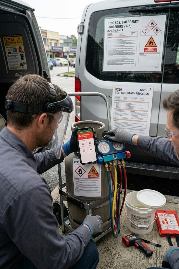 R290 refrigerant emergency procedures SDS