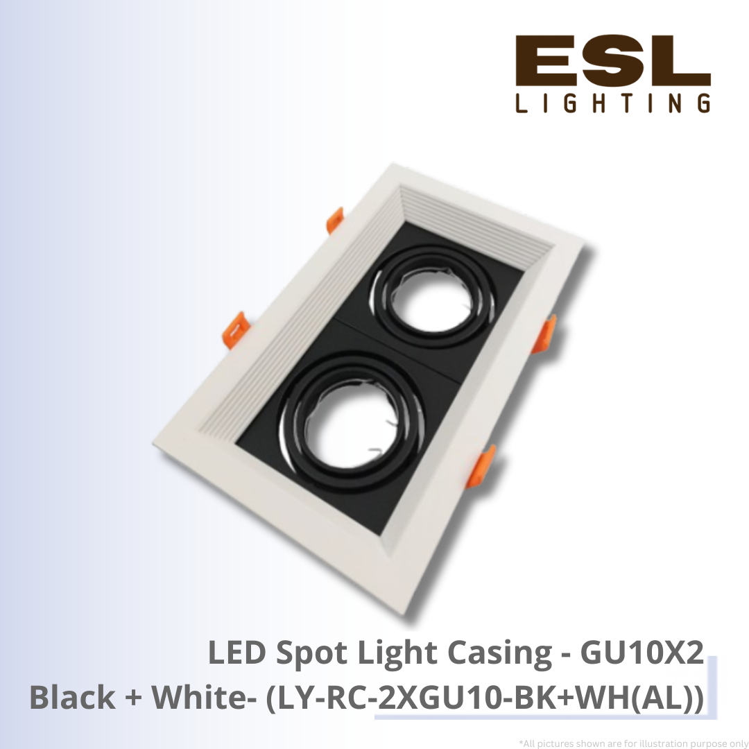 LED Spot Light Casing GU10X2 Black + White - LY-RC-2XGU10-BK+WH(AL)