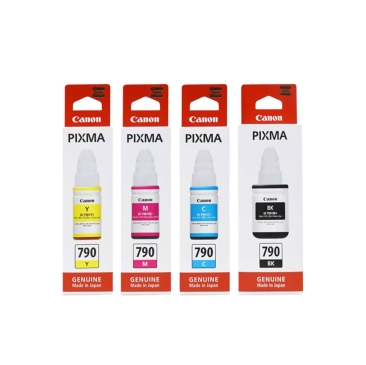 Canon GI-790 Inks: Cyan, Magenta, Yellow, Black