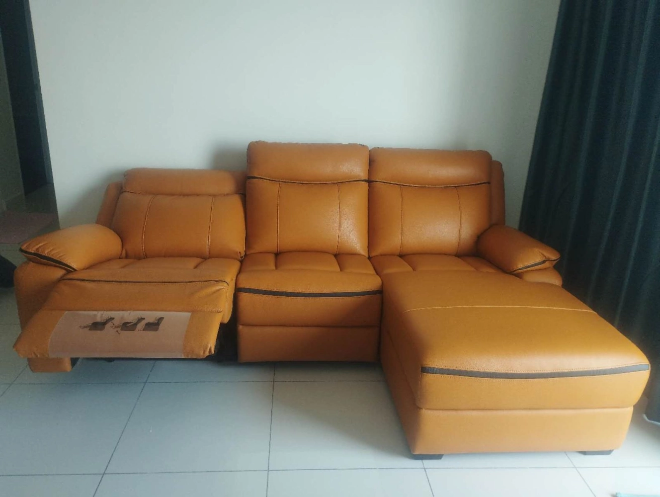 Leather Sofa Recliner | L Shape Sofa with Recliner System | Home Theater Sofa