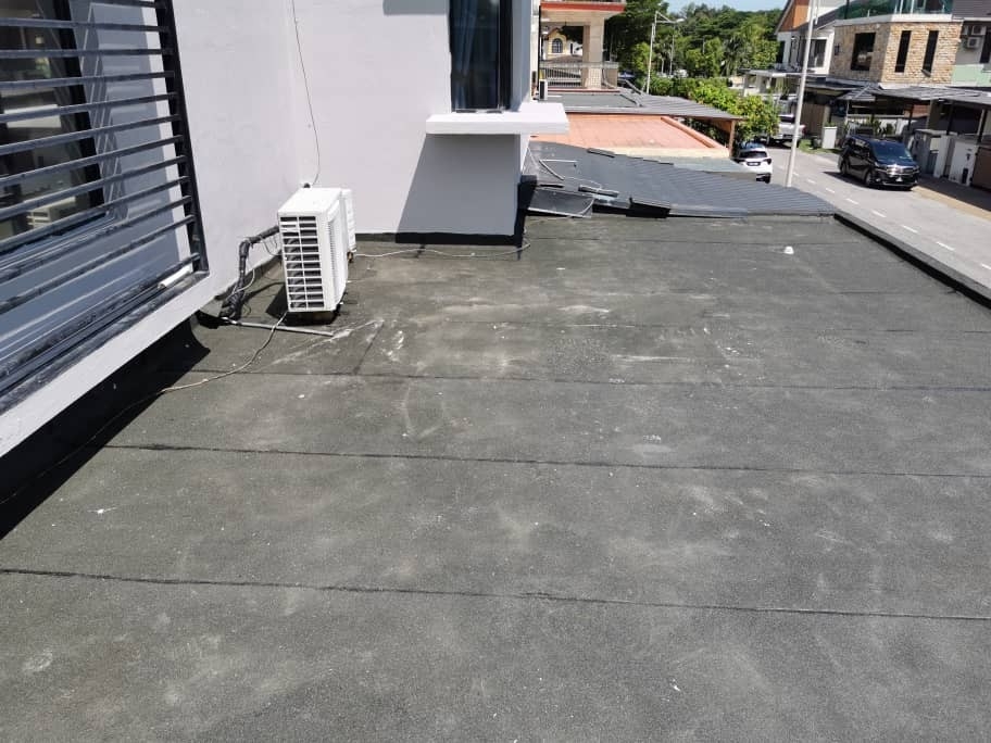 Applied Waterproofing membrane at Car Porch RC Flat Roof Selangor