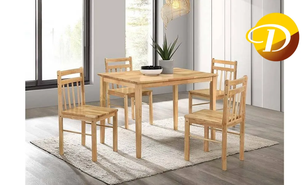 HF Q5 Dining Chair SQT 2.5 x 4 Solid Top Dining Table Natural Finish