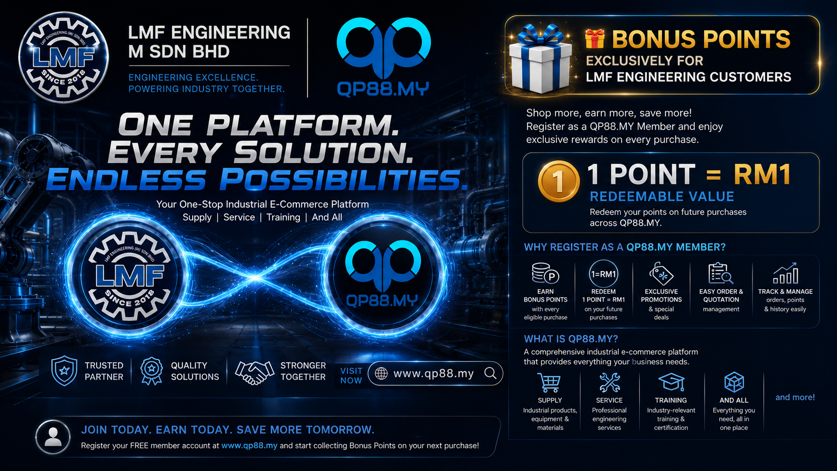 LMF Engineering and QP88.MY Bonus Points exclusively for LMF Engineering customers
