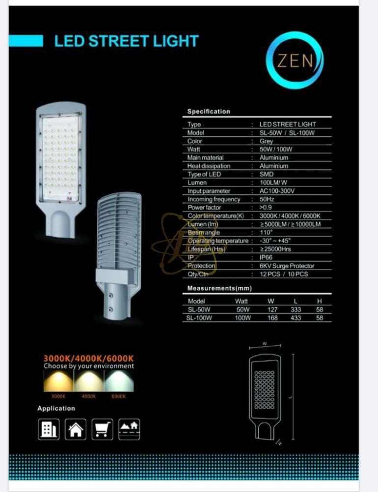 ZEN LED STREET LIGHT LANTERN SL 50W OR SL 100W 3000K 4000K 6000K TUBES ...