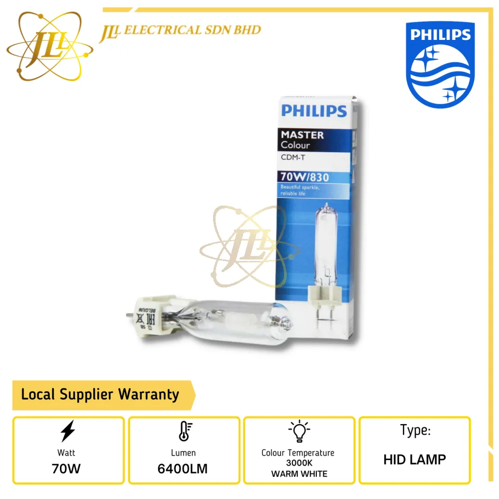 PHILIPS MASTERCOLOUR CDM-T 70W/830 G12 3000K WARM WHITE PHILIPS MASTERCOLOUR CDM-T 70W/830 G12 3000K WARM WHITE