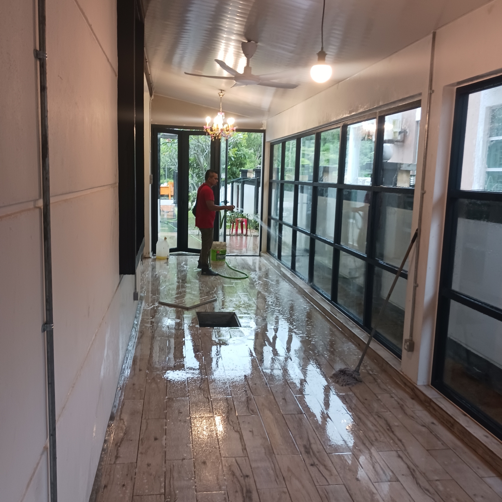 Yard Area Repair Floor Tile And Aluminum Work With Electrical Lighting Aircond Plumbing Work