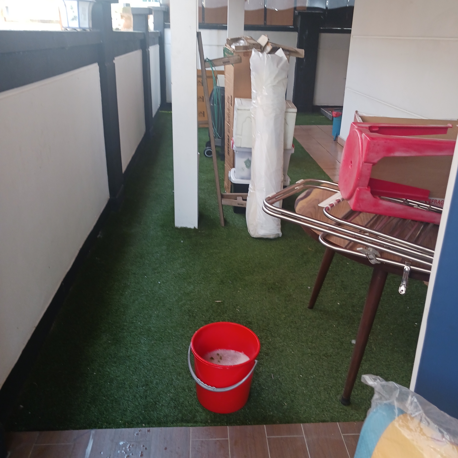 Before Yard Area Repair Floor Tile And Aluminum Work