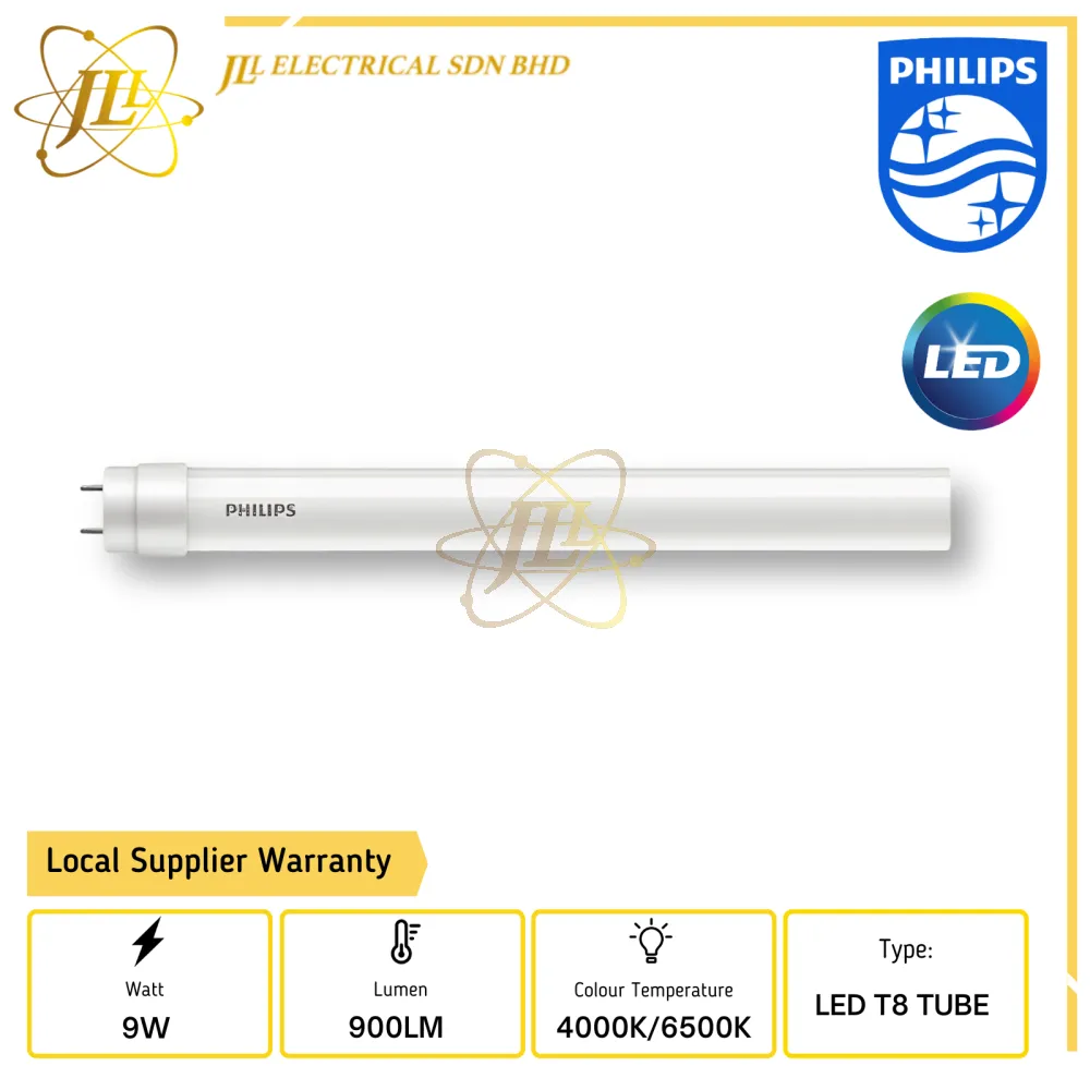 PHILIPS ECOFIT T8 LEDTUBE 9W 220-240V 900LM 600MM 2FT CRI70 [4000K ...