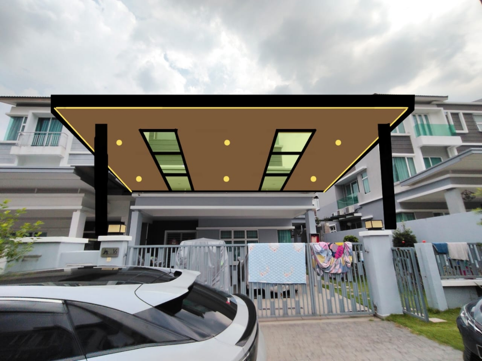Supply &amp; Install Mild Steel Ceiling Strip Aluminium Awning At Tropicana Cheras 