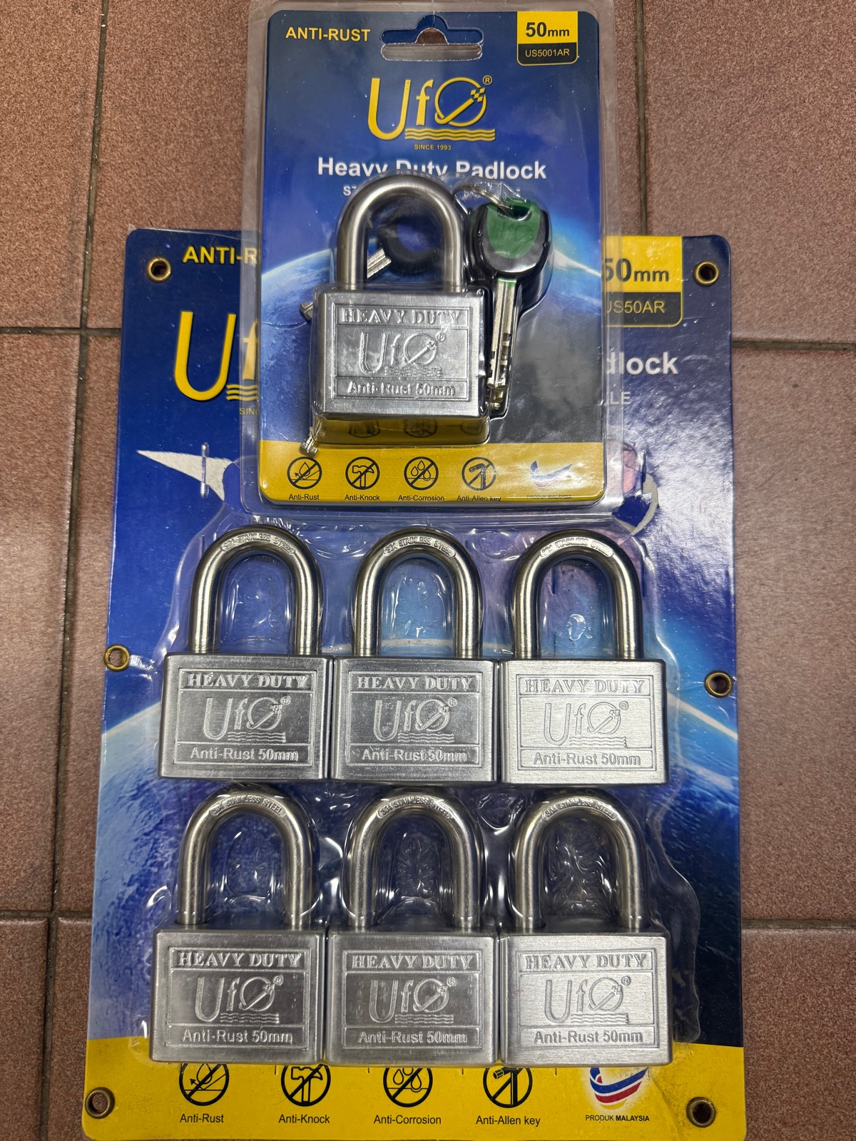 7 x UFO 50mm ANTI-RUST Heavy Duty Padlock with Key Alike System