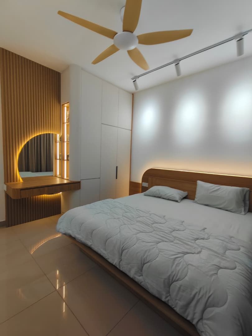 Laminated Plywood Bed Head And Plywood Wardrobe