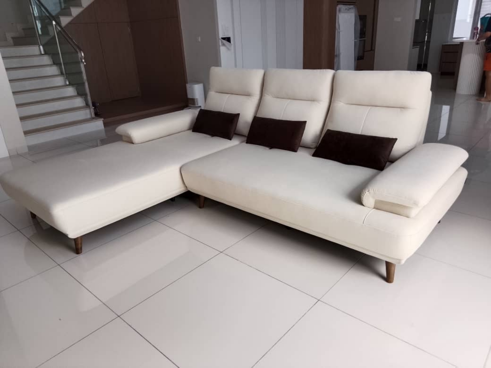 Thanks for Customer From Bukit Mertajam Penang With Order Model Eames L-Shape Push-Back Sofa Colour Beige 