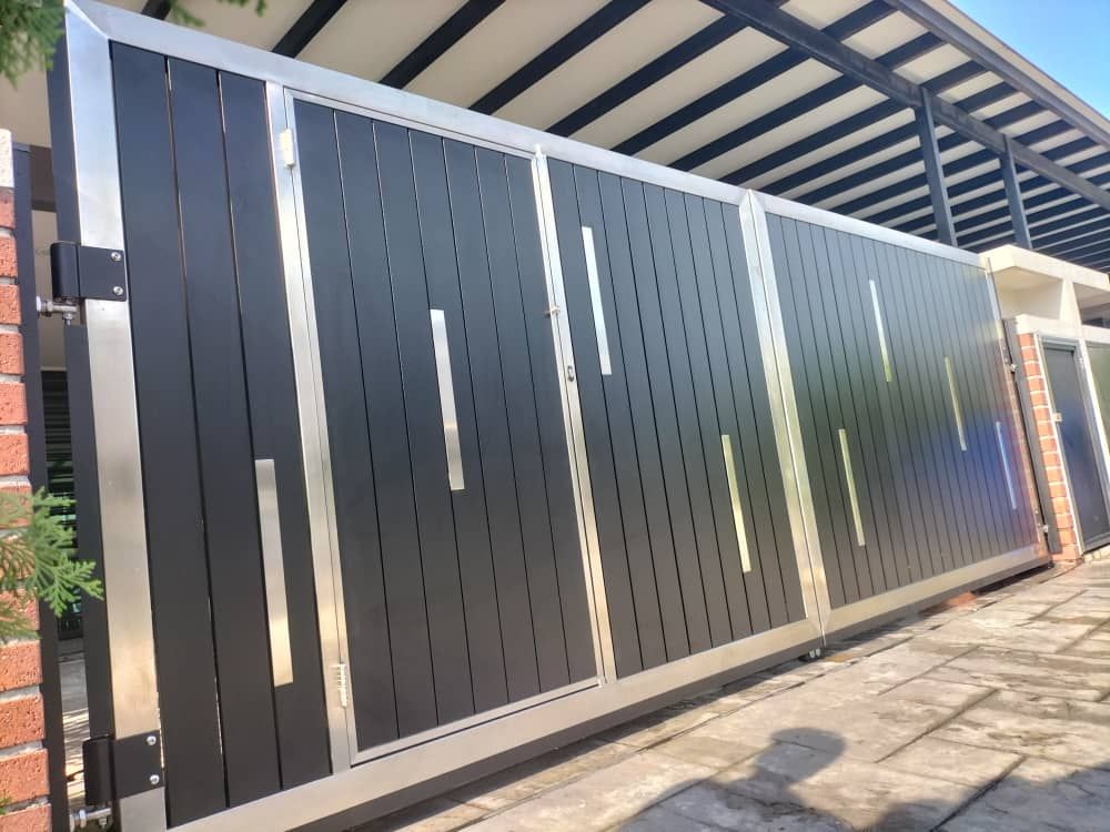 Folding Stainless Steel Auto Gate DC Moto Installation Work Shah Alam | Malaysia  