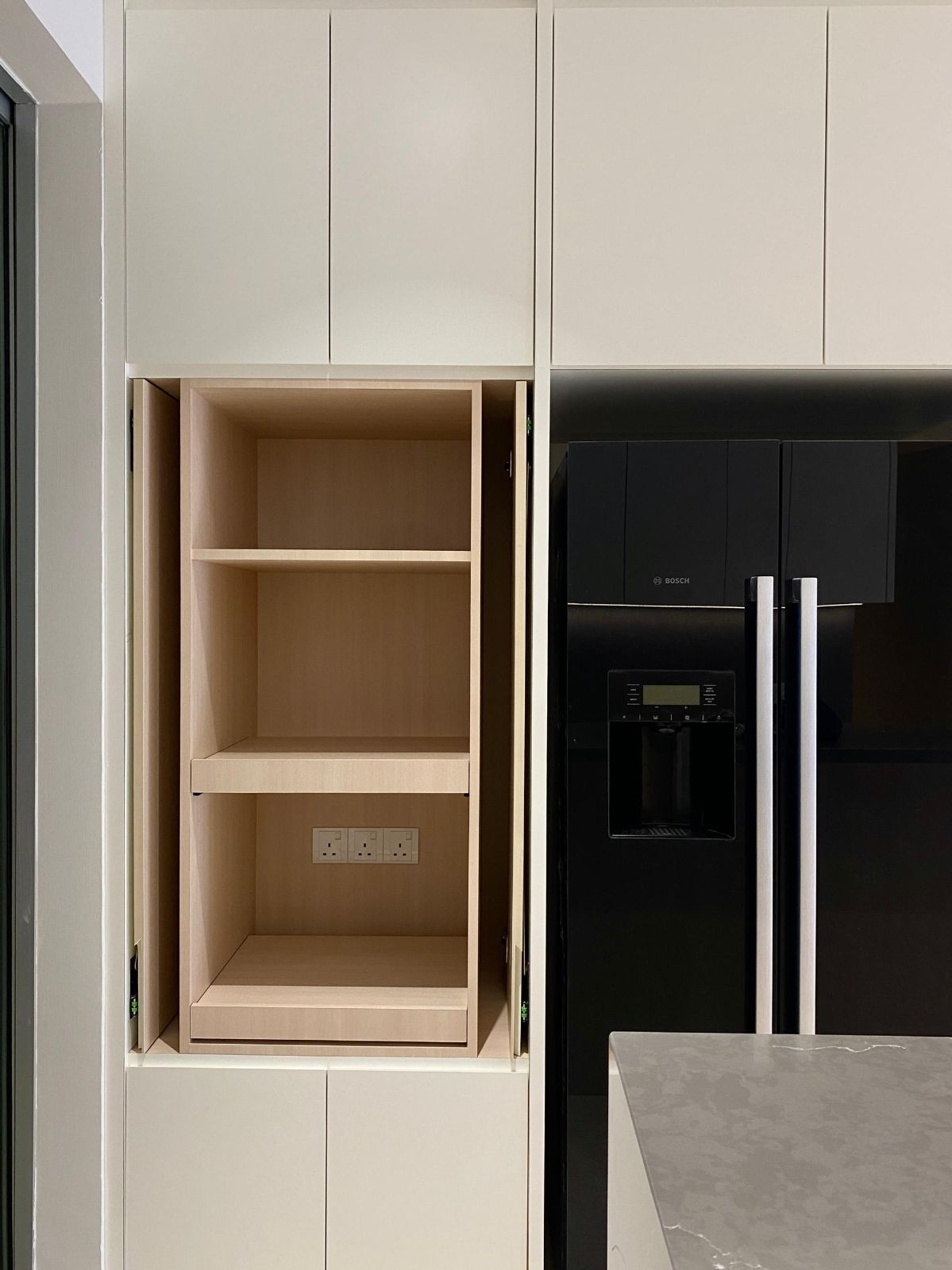 Dry Kitchen - Pocket Door Storage Design