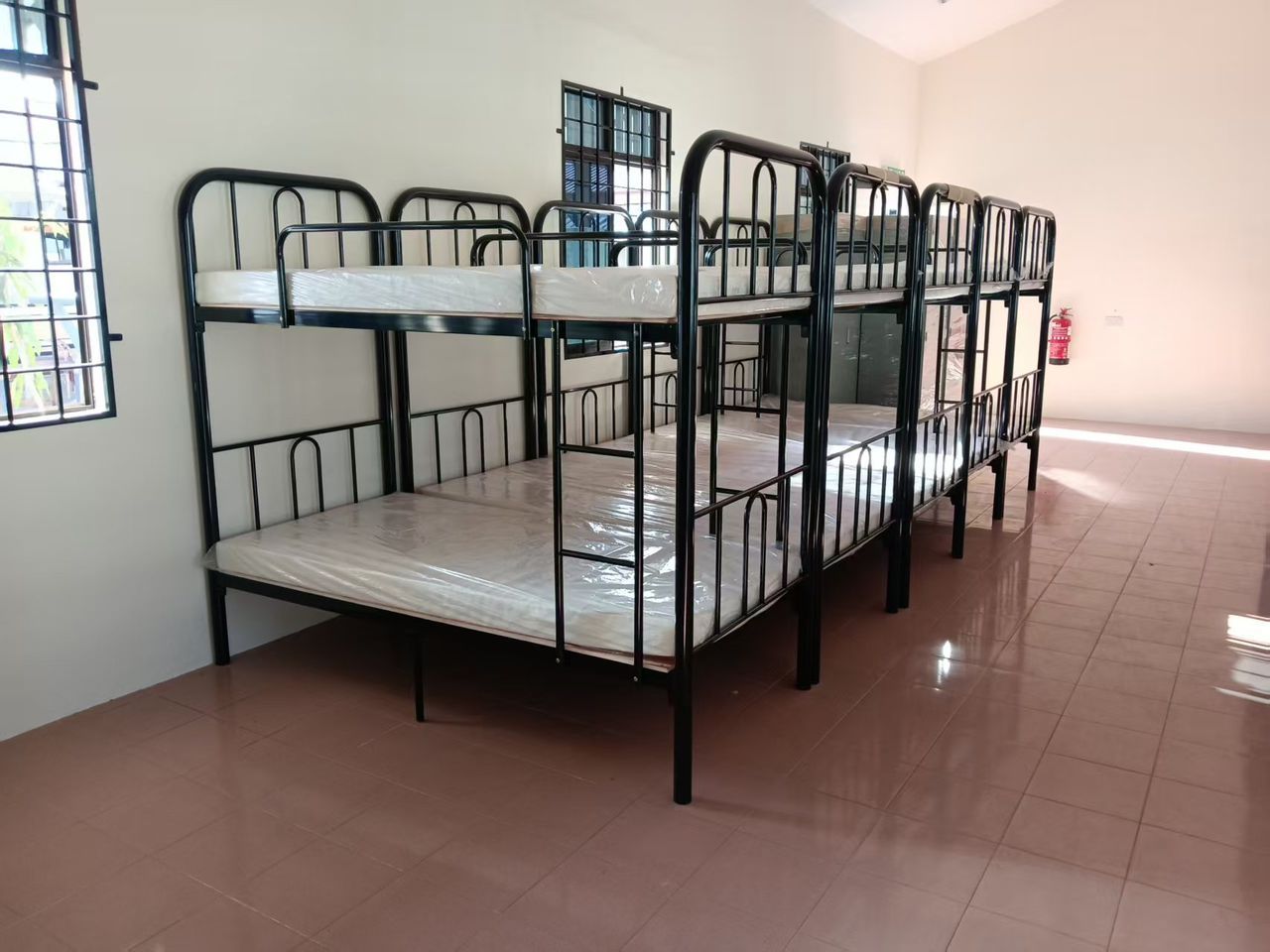 Heavy Duty Double Decker Bed, HRF Foam Mattress &amp; Steel Locker for Kem Askar Wataniah Malaysia