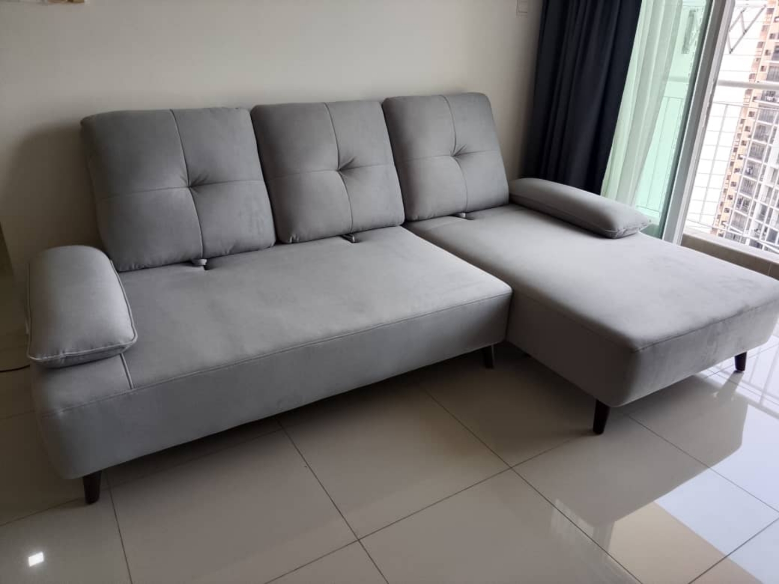 Thanks for Customer From Bayan Lepas Penang With Order Model Jordan L-Shape Push-Back Sofa Colour Grey 
