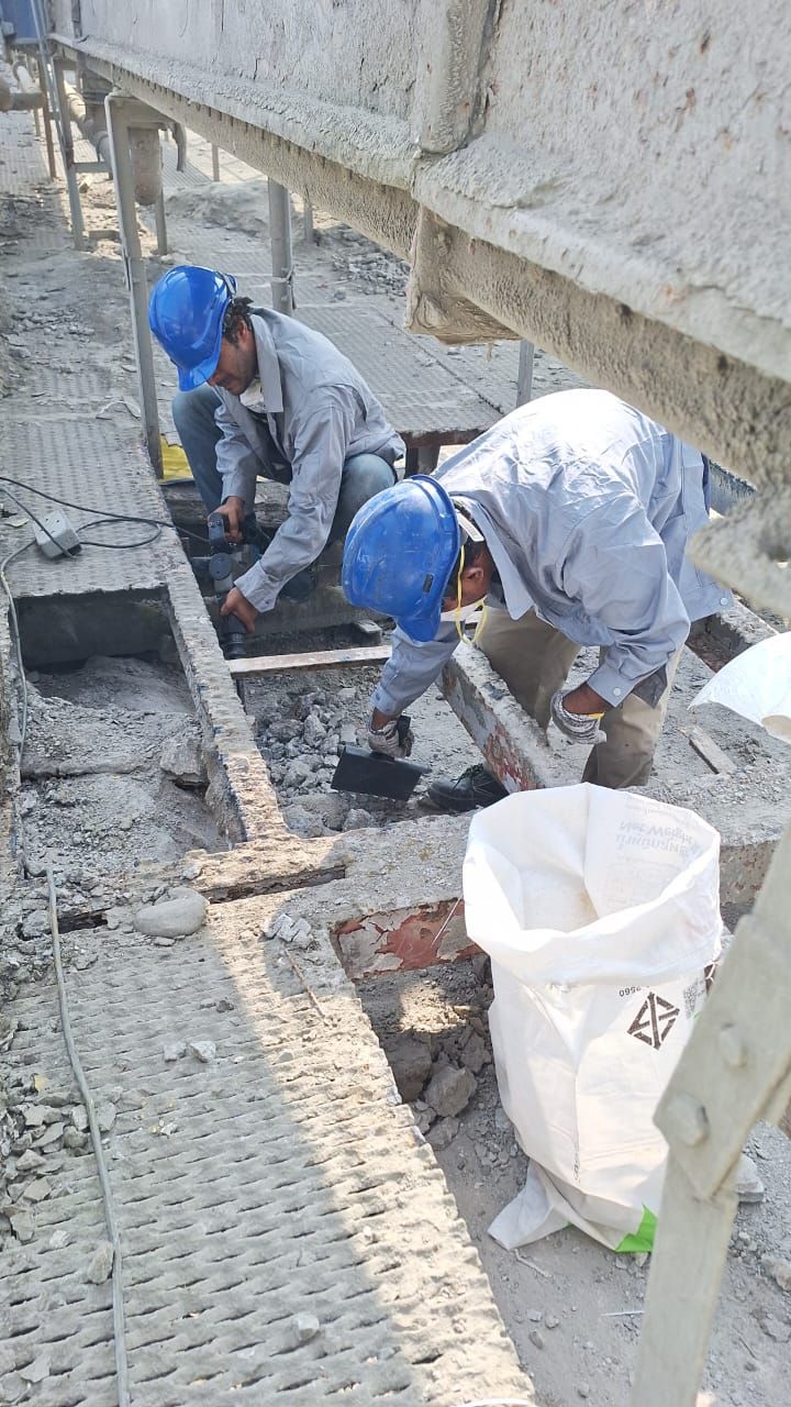 To Chip Off All The Hardened Layer Of Accumulated Cement Dust Until The Sound Substrate