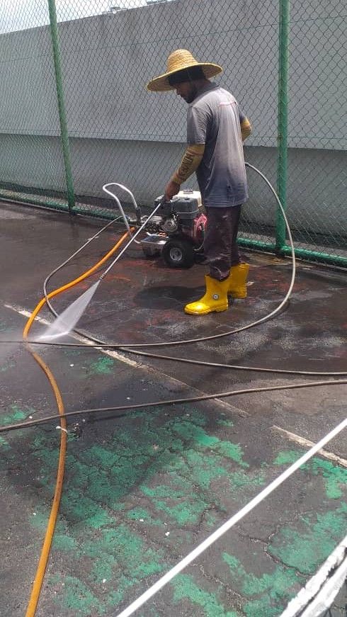 Waterjetting The Surface To Remove All Loose Coating And Contaminants