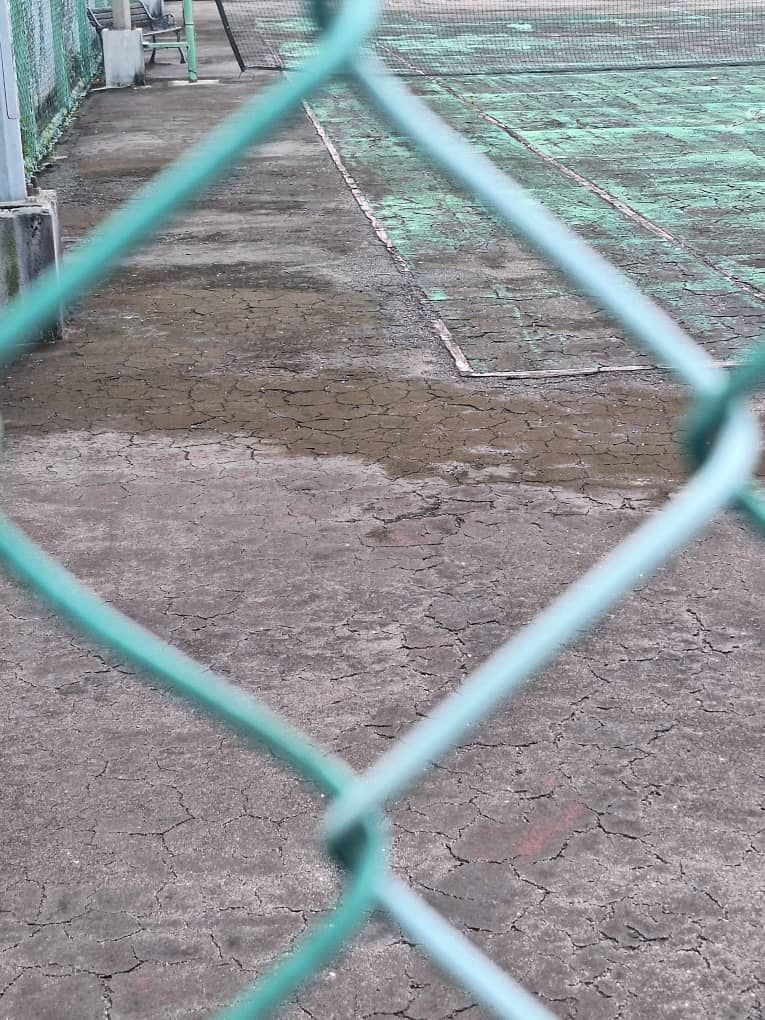 Condition Of Existing Tennis Court Before Resurfacing