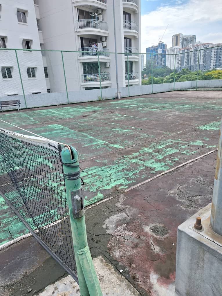 Condition Of Existing Tennis Court Before Resurfacing