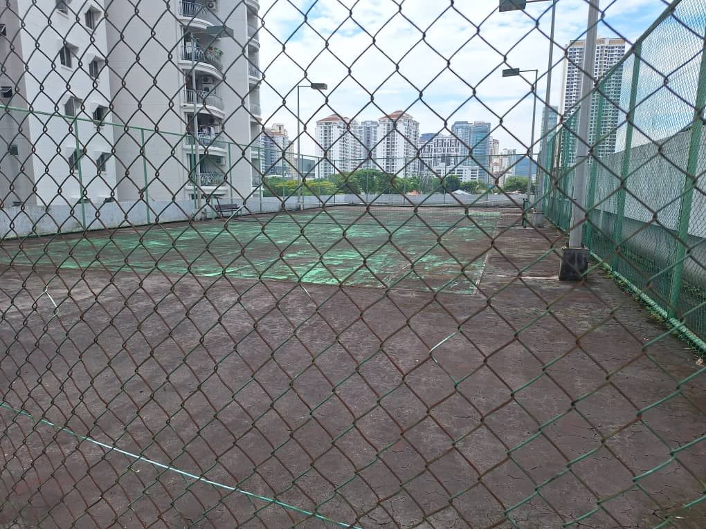 Condition Of Existing Tennis Court Before Resurfacing