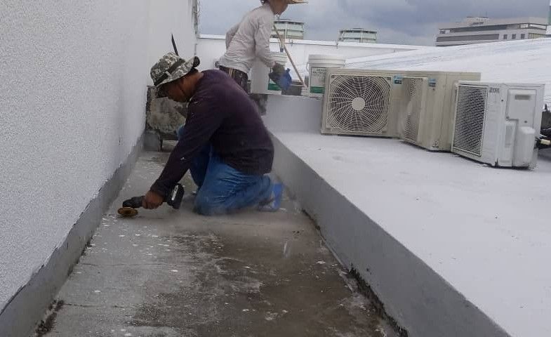 Surface Preparation Over Concrete Roof In Progress