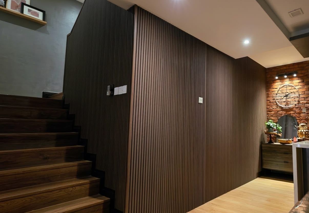 Staircase and living room