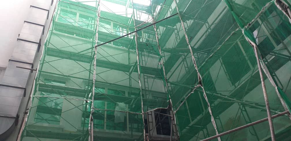 Working platform by scaffolding 